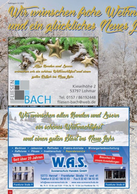 Stadt-Magazin Siegburg, Lohmar, Neunkirchen-Seelscheid - Dezember 2018