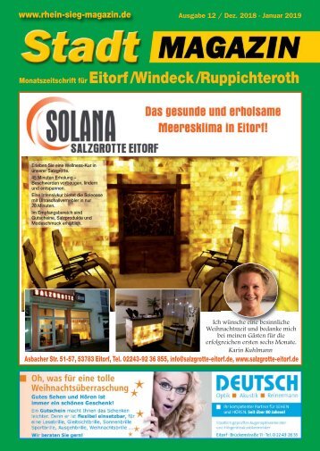 Stadt-Magazin Eitorf, Windeck, Ruppichteroth - Dezember 2018