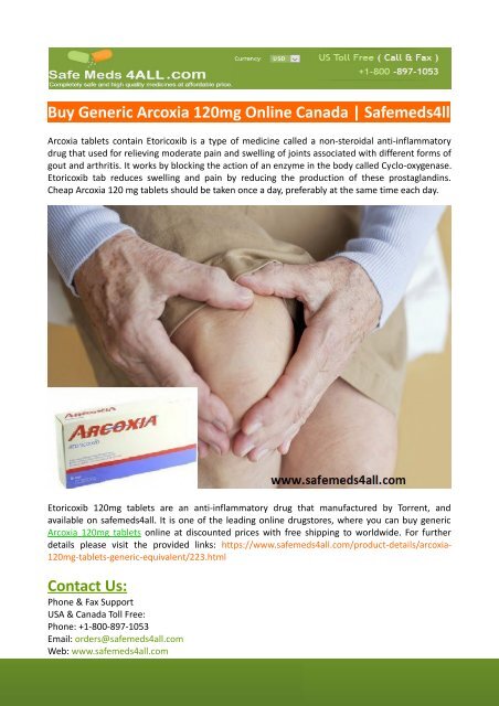 Buy Generic Arcoxia 1mg Online Canada Safemeds4ll