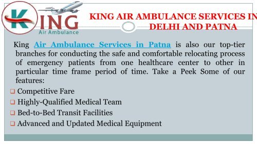 Take Notable and Safe King Air Ambulance Services in Delhi and Patna