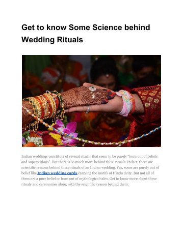 Get to know Some Science behind Wedding Rituals