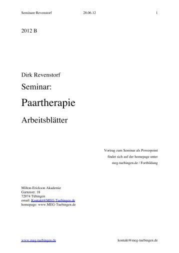 Paartherapie - Arbeitsblätter - MEG Tübingen