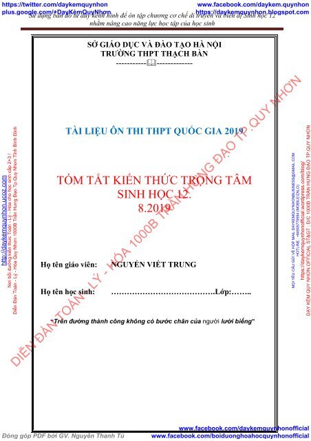 Tóm tắt kiến thức trọng tâm Sinh 12 thi THPTQG 2019, đầy đủ, ngắn gọn, chất lượng