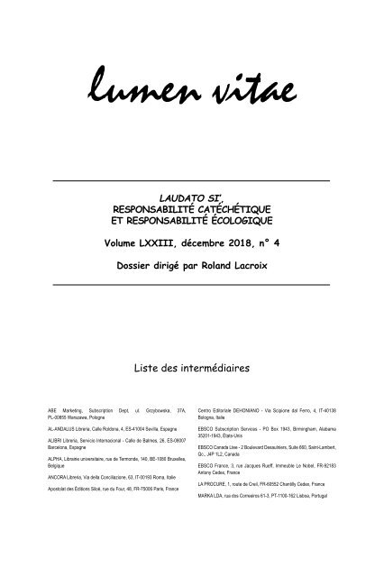 Laudato si’ : Responsabilité catéchétique et responsabilité écologique