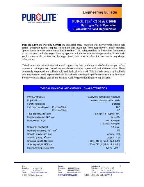 Counter-flow regeneration - Purolite