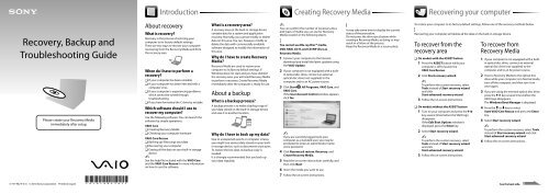 Sony VPCEC2M1R - VPCEC2M1R Guide de d&eacute;pannage Anglais