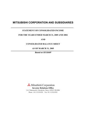 MITSUBISHI CORPORATION AND SUBSIDIARIES