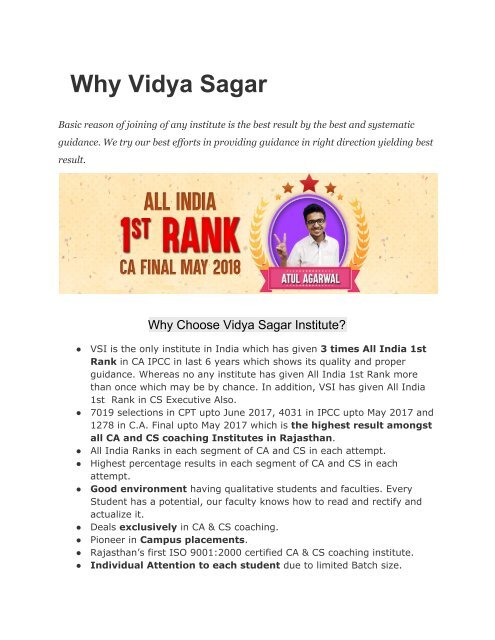 Why Vidya Sagar