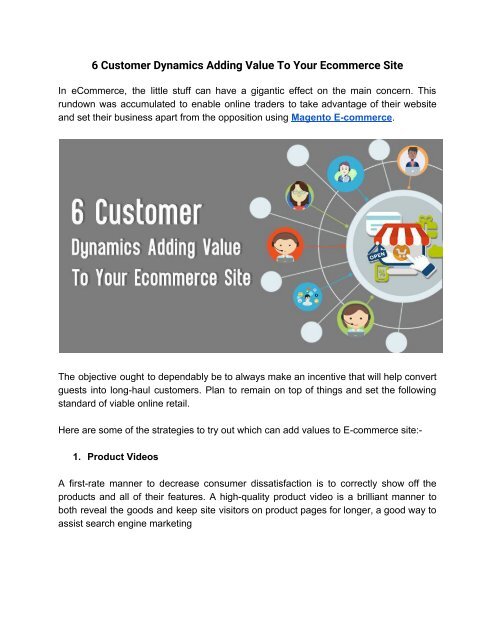 6 Customer Dynamics Adding Value To Your Ecommerce Site