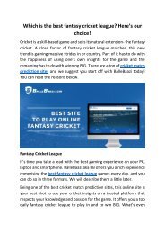 Which is the best fantasy cricket league