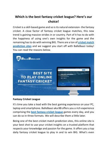 Which is the best fantasy cricket league