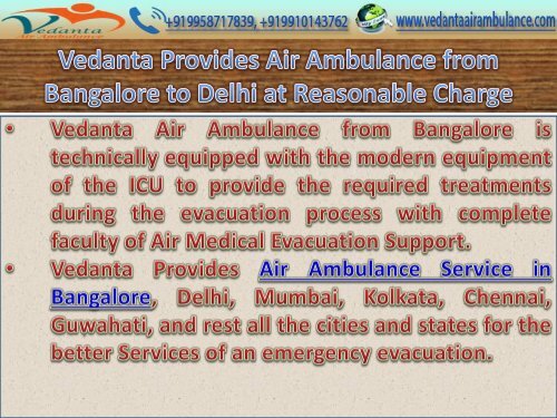 Vedanta Air Ambulance from Bhubaneswar and Bangalore with ICU Setup