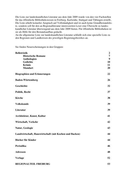Die Liste Zur Landeskundlichen Literatur Aus Dem Jahr 2009 Wurde