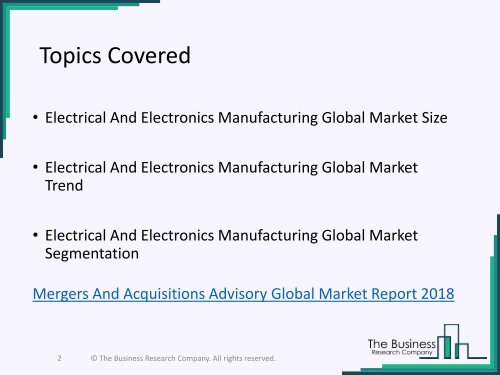 Electrical And Electronics Manufacturing Global Market Report 2018