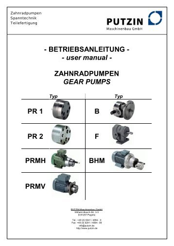 BETRIEBSANLEITUNG - - user manual  - PUTZIN Maschinenbau ...