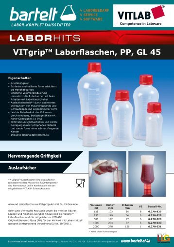 VITgripTM Laborflaschen, PP, GL 45
