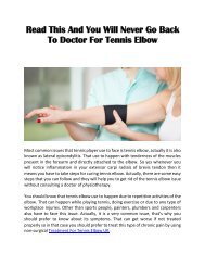 Read This And You Will Never Go Back To Doctor For Tennis Elbow