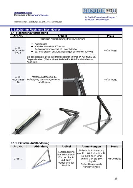 Flachdachsystem mit Aufständerungsdreiecken - Schrauben ...