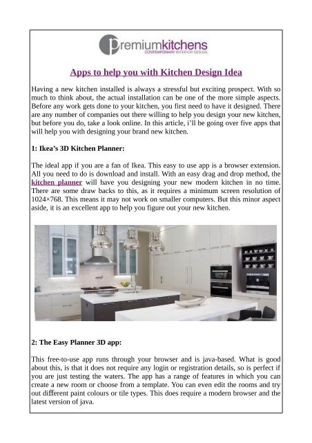 Apps to help you with Kitchen Design Idea