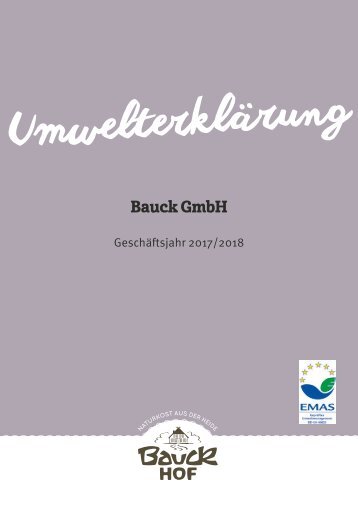 Bauck GmbH Umwelterklärung 2017/2018