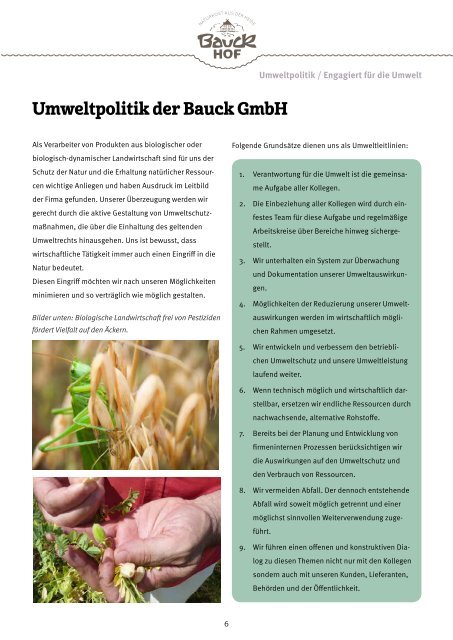 Bauck GmbH Umwelterklärung 2017/2018