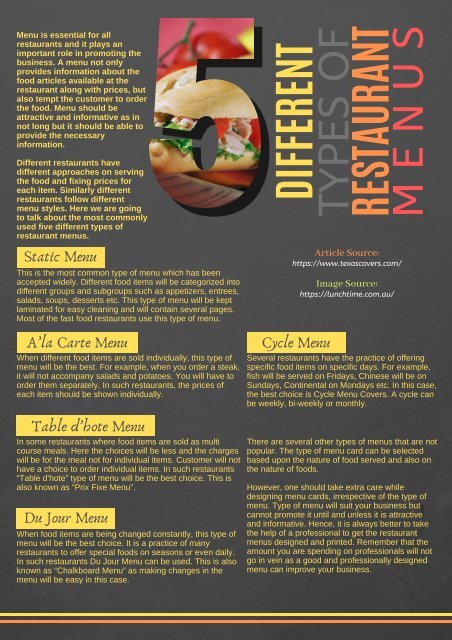 Types clearance of menu