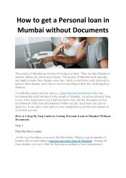 How to get personal loan in mumbai without document