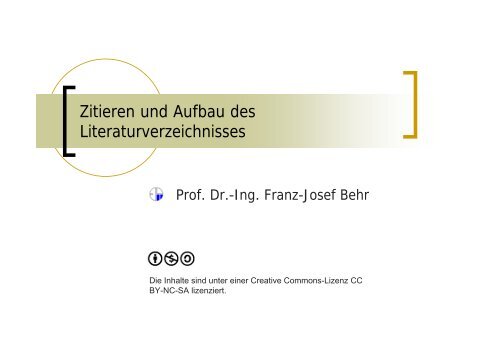 Zitieren und Aufbau des Literaturverzeichnisses - GIS-Management