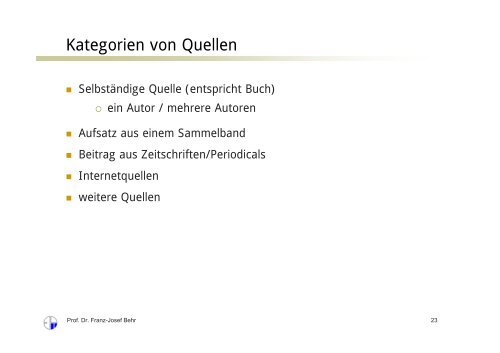 Zitieren und Aufbau des Literaturverzeichnisses - GIS-Management