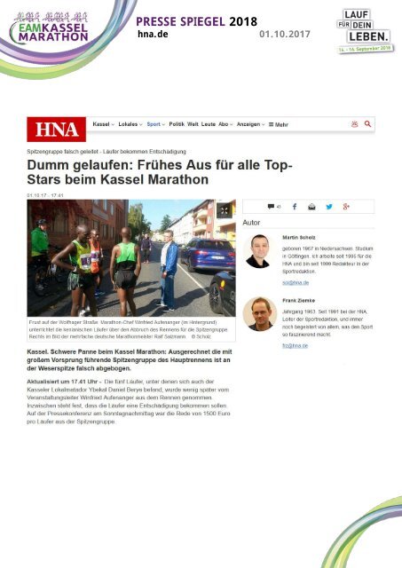 Pressespiegel EAM Kassel Marathon 2018