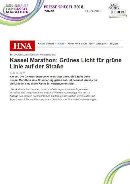 Pressespiegel EAM Kassel Marathon 2018