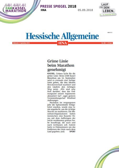 Pressespiegel EAM Kassel Marathon 2018