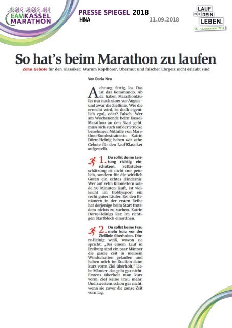 Pressespiegel EAM Kassel Marathon 2018