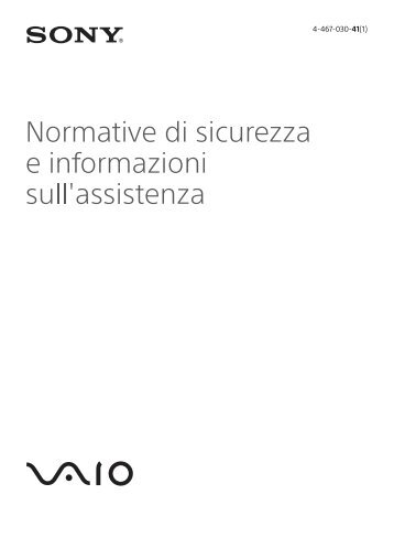 Sony VPCZ23K9E - VPCZ23K9E Documenti garanzia Italiano