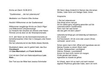 16. August 2012: P. Elke Andrae: "Quellerwiese ... die
