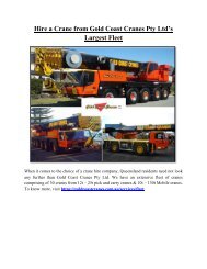 Hire a Crane from Gold Coast Cranes Pty Ltd’s Largest Fleet