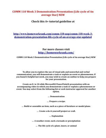 COMM 110 Week 3 Demonstration Presentation (Life cycle of An average Star) NEW