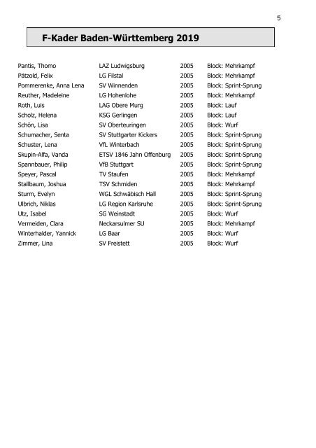 Trainingstagebuch Leichtathletik Baden-Württemberg 2019