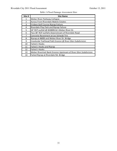 Weber River Flood Damage Assessment - Riverdale City