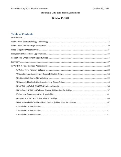 Weber River Flood Damage Assessment - Riverdale City