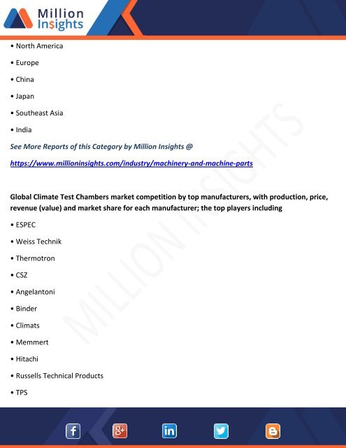 Climate Test Chamber Market Share by Manufacturer, Region, Type and Application 2018 to 2025