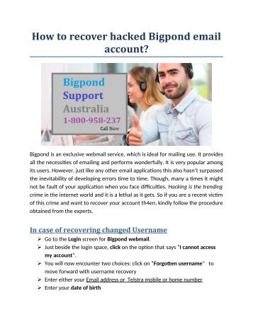 How to recover hacked Bigpond email account