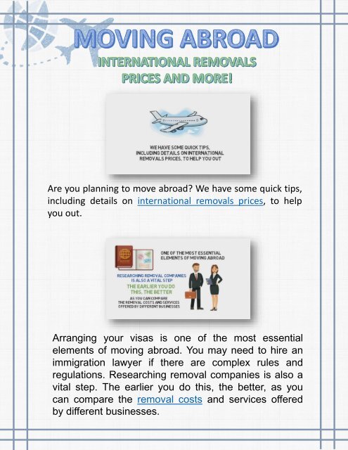 Moving Abroad International Removals Prices And More!