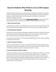 Tips for Students Who Wish to Live in Off-Campus Housing