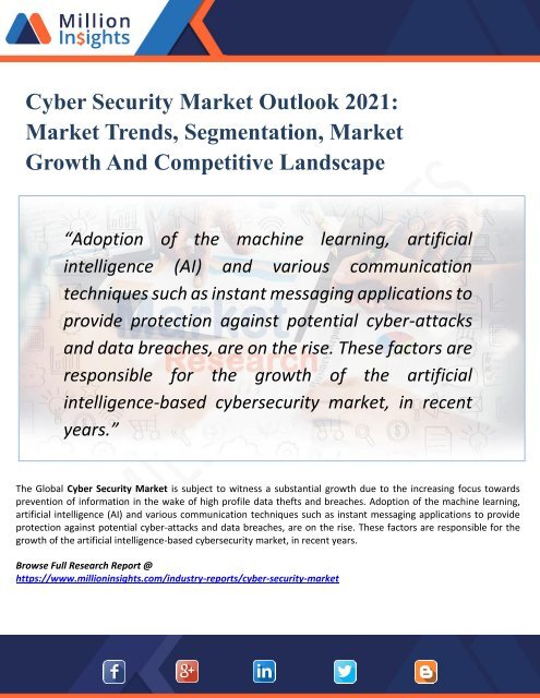 Cyber Security Market Segmented by Material, Type, Application, and Geography - Growth, Trends and Forecast 2021