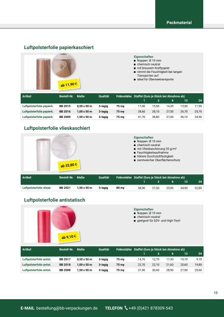 BB-Verpackungen Katalog 2019