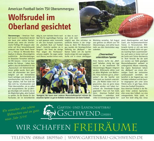 Altlandkreis Ausgabe Januar/Februar 2019 - Das Magazin für den westlichen Pfaffenwinkel