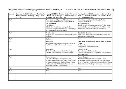 Programm der Nachwuchstagung Judaistik/Jüdische Studien, 19 ...