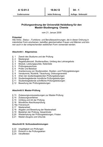 Prüfungsordnung Master - Universität Heidelberg