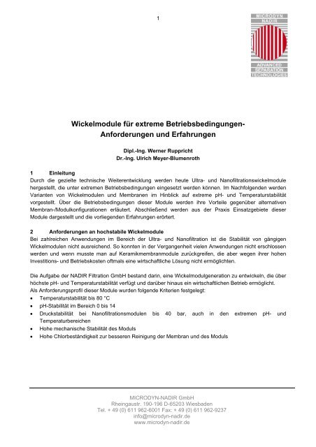 Wickelmodule für extreme Betriebsbedingungen - MICRODYN ...